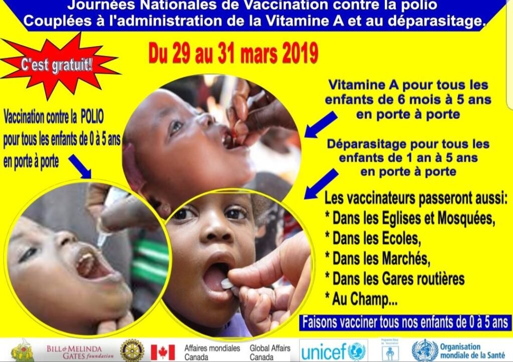 Vaccin contre la Poliomyélite aux enfant de 0 à 5 ans.